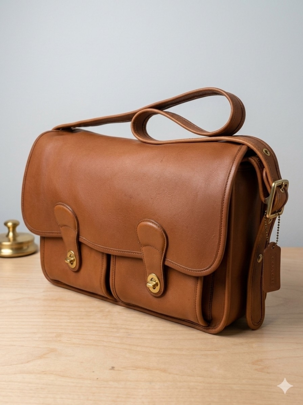 VINTAGE Coach British Tan Leather Field Bag 5281 - Made in USA (July 1995)